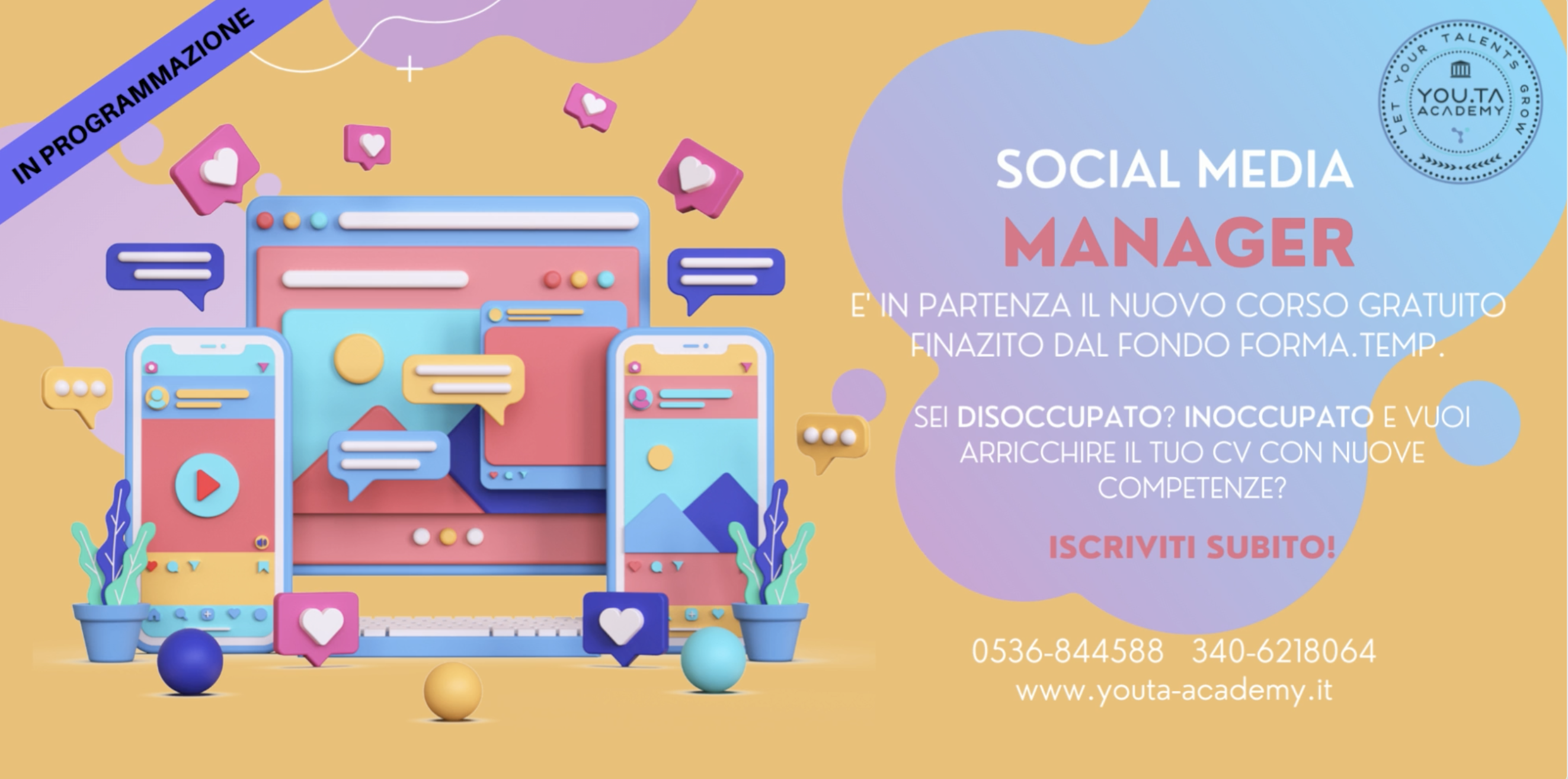 banner per corso social media manager